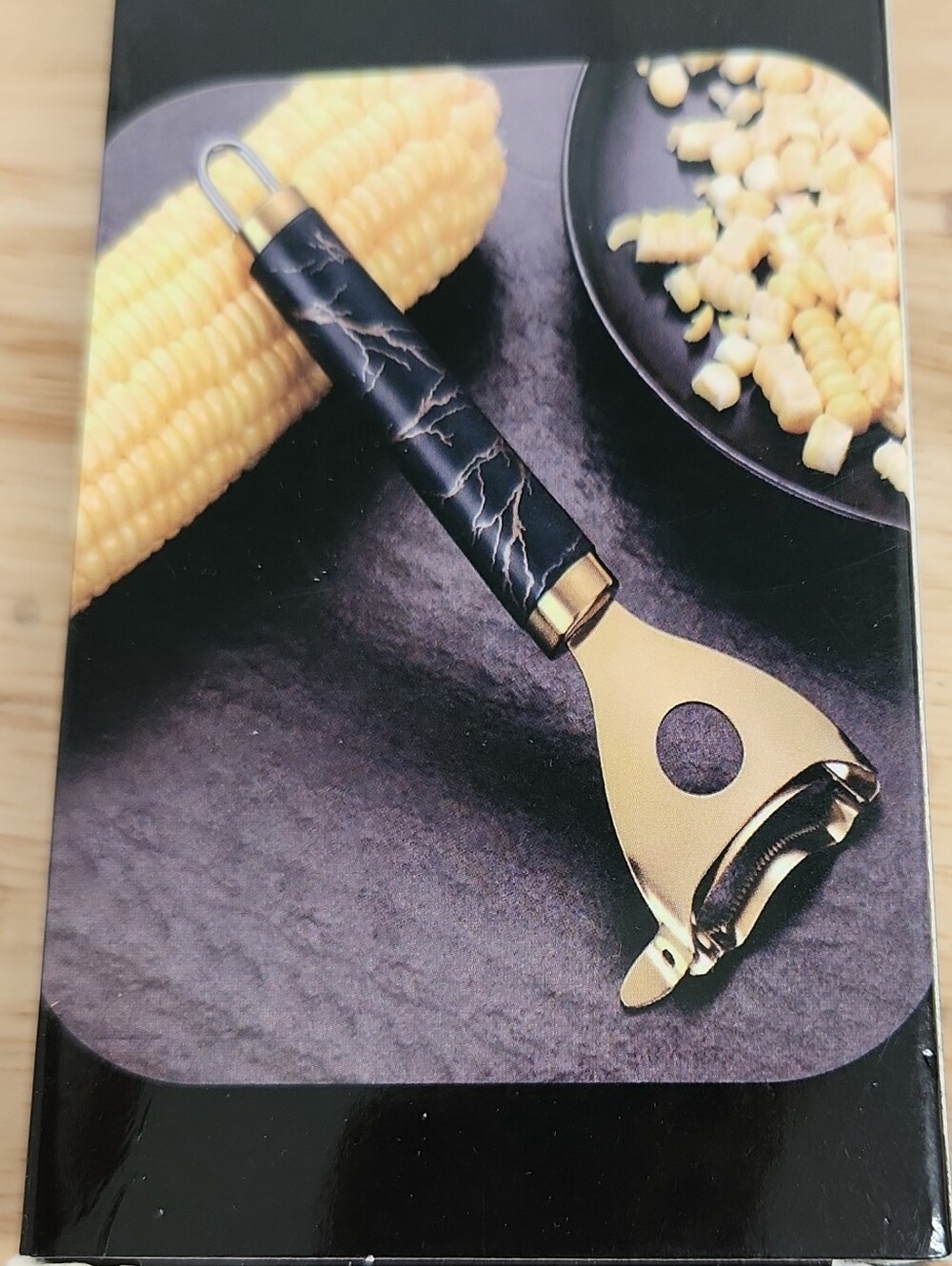 Corn Peeler with Black Marble Handle